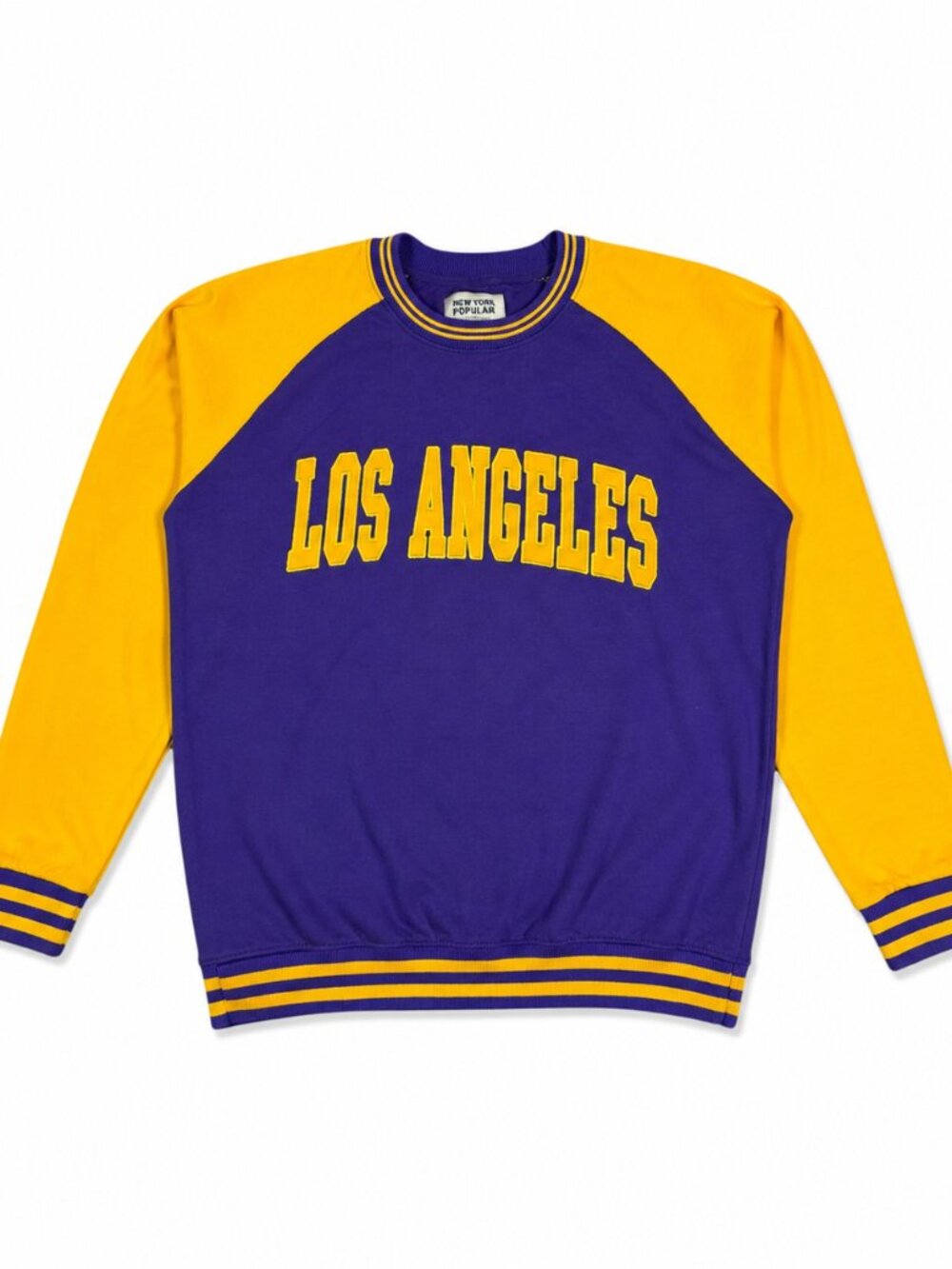 New York Popular Los Angeles Purple Gold Raglan Crewneck Sweatshirt M